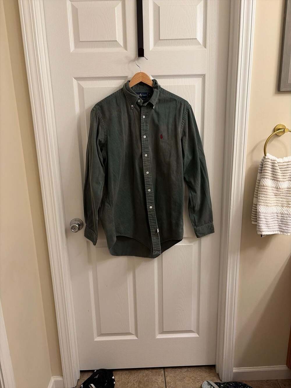 Polo Ralph Lauren Vintage Green Cotton Button Down Shirt M